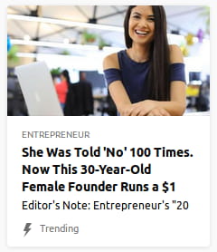 By Entrepreneur. Woman in bizarre shirt with holes it its sleeves @ the shoulder, making her look like she has arm bands, laughing a bit manically in a generic, blurry office.