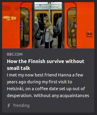 By BBC. Photo o’ a blonde woman standing clinging to a bar on a red subway as its doors are closing. “I met my now best friend Hanna a few years ago during my first visit to Helsinki, on a coffee date set up out of desperation. Without any acquaintances”