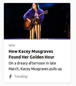 Photo o’ a woman in god-damn clown-striped pants holding a guitar. By Spin. On a dreary afternoon in late March, Kacey Musgraves pulls us