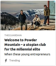 By the Guardian. A bunch o’ smarmy-ass fucking millennials lounging in front o’ a barn in front o’ a mountain in the distance.