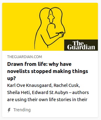 By the Guardian. Illustration o’ a line-art person with their face literally in ’nother, bodyless, person’s face, all in front o’ a yellow void.