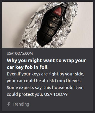 By USA Today. Photo o’, well, a car key fob wrapped in foil.