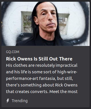 Presumably Rick Owens twisting his face alien-like in front o’ what looks like a spiraling black centipede.