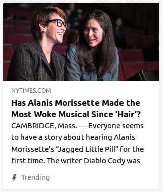 By NYTimes. CAMBRIDGE, Mass. — Everyone seems to have a story about hearing Alanis Morisette’s “Jagged Little Pill” for the first time. The writer Diablo Cody