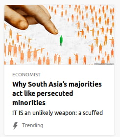 By Economist. Illustration o’ a giant finger pointing out a single green stick figure surrounded by orange figures.